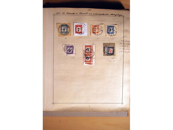 1915/20, Stempelsammlung der Mandatszeit mit einigen hundert Briefstücken und auch losen Marken, dabei viele bessere Stempel 
