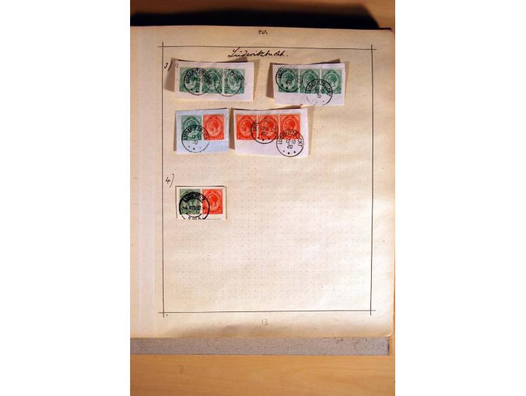 1915/20, Stempelsammlung der Mandatszeit mit einigen hundert Briefstücken und auch losen Marken, dabei viele bessere Stempel 
