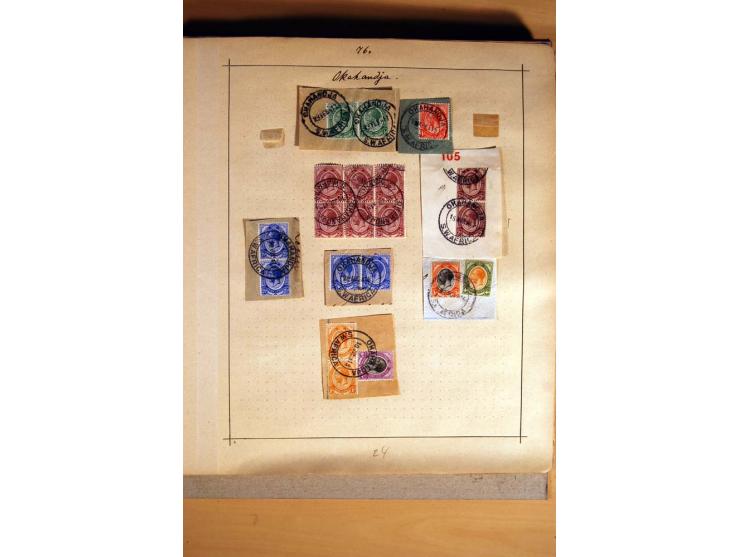 1915/20, Stempelsammlung der Mandatszeit mit einigen hundert Briefstücken und auch losen Marken, dabei viele bessere Stempel 