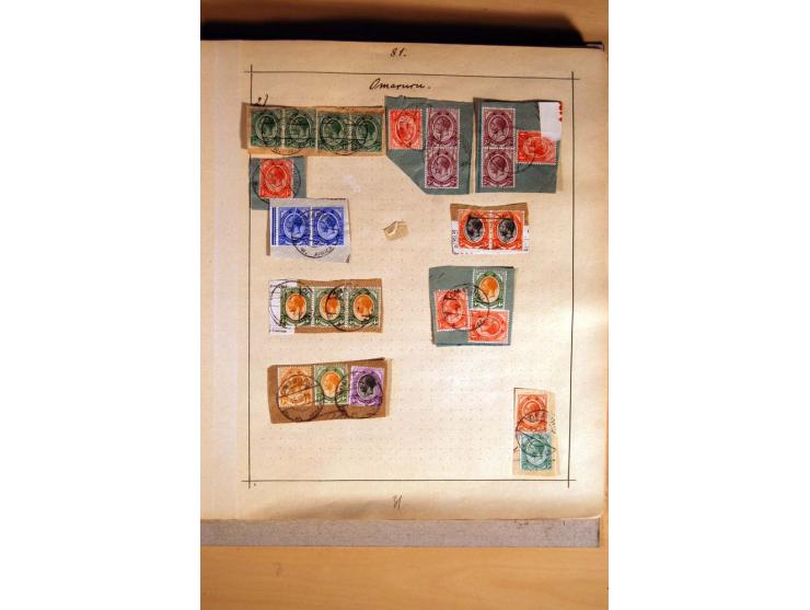 1915/20, Stempelsammlung der Mandatszeit mit einigen hundert Briefstücken und auch losen Marken, dabei viele bessere Stempel 