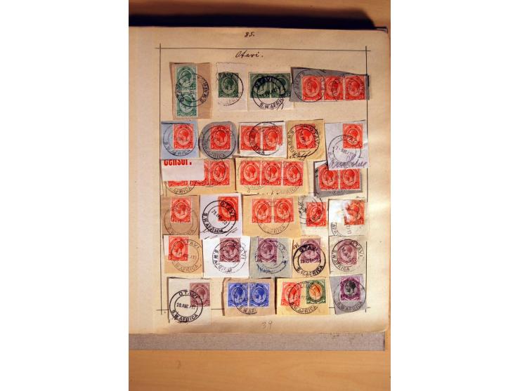 1915/20, Stempelsammlung der Mandatszeit mit einigen hundert Briefstücken und auch losen Marken, dabei viele bessere Stempel 