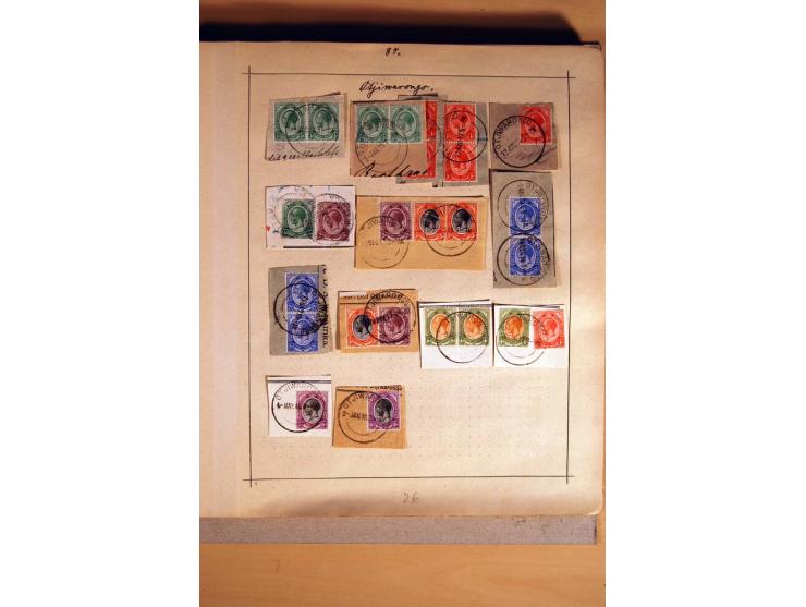 1915/20, Stempelsammlung der Mandatszeit mit einigen hundert Briefstücken und auch losen Marken, dabei viele bessere Stempel 