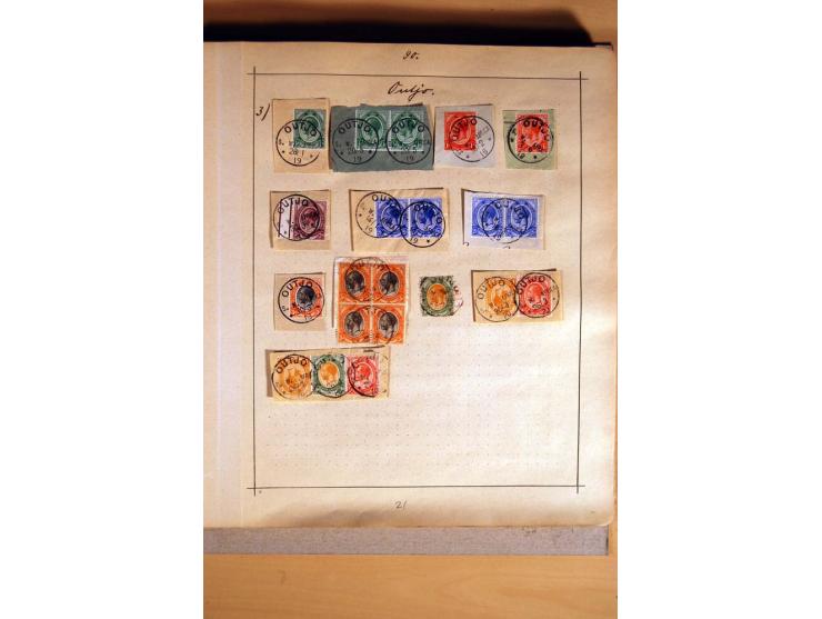 1915/20, Stempelsammlung der Mandatszeit mit einigen hundert Briefstücken und auch losen Marken, dabei viele bessere Stempel 