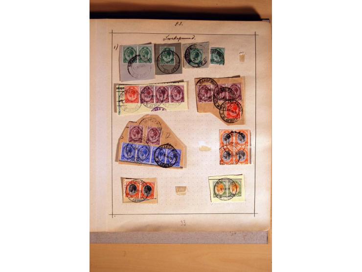 1915/20, Stempelsammlung der Mandatszeit mit einigen hundert Briefstücken und auch losen Marken, dabei viele bessere Stempel 