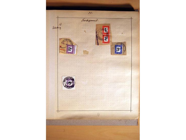 1915/20, Stempelsammlung der Mandatszeit mit einigen hundert Briefstücken und auch losen Marken, dabei viele bessere Stempel 