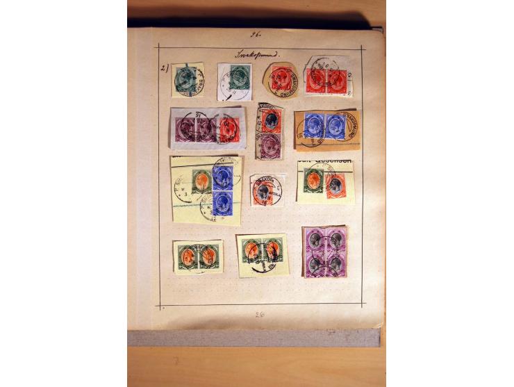 1915/20, Stempelsammlung der Mandatszeit mit einigen hundert Briefstücken und auch losen Marken, dabei viele bessere Stempel 