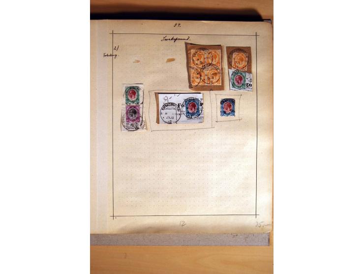 1915/20, Stempelsammlung der Mandatszeit mit einigen hundert Briefstücken und auch losen Marken, dabei viele bessere Stempel 