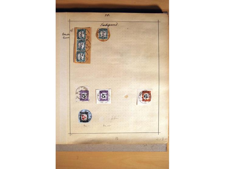 1915/20, Stempelsammlung der Mandatszeit mit einigen hundert Briefstücken und auch losen Marken, dabei viele bessere Stempel 