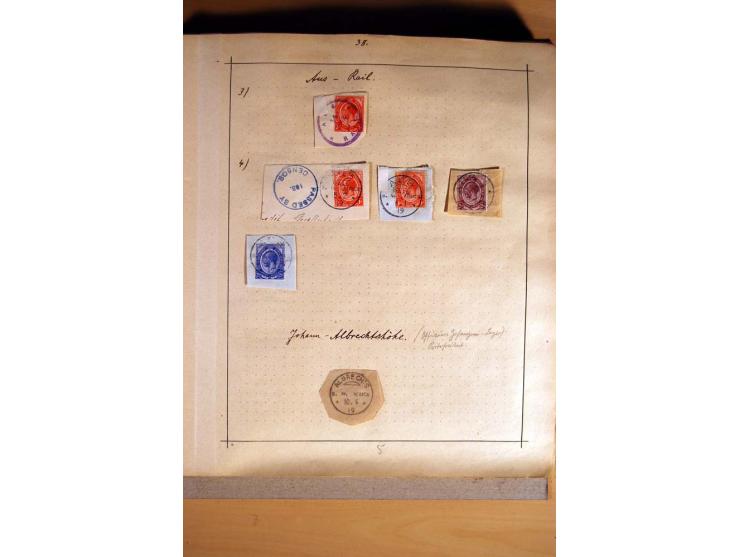 1915/20, Stempelsammlung der Mandatszeit mit einigen hundert Briefstücken und auch losen Marken, dabei viele bessere Stempel 