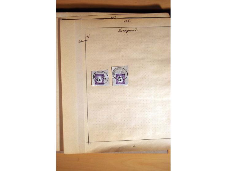 1915/20, Stempelsammlung der Mandatszeit mit einigen hundert Briefstücken und auch losen Marken, dabei viele bessere Stempel 