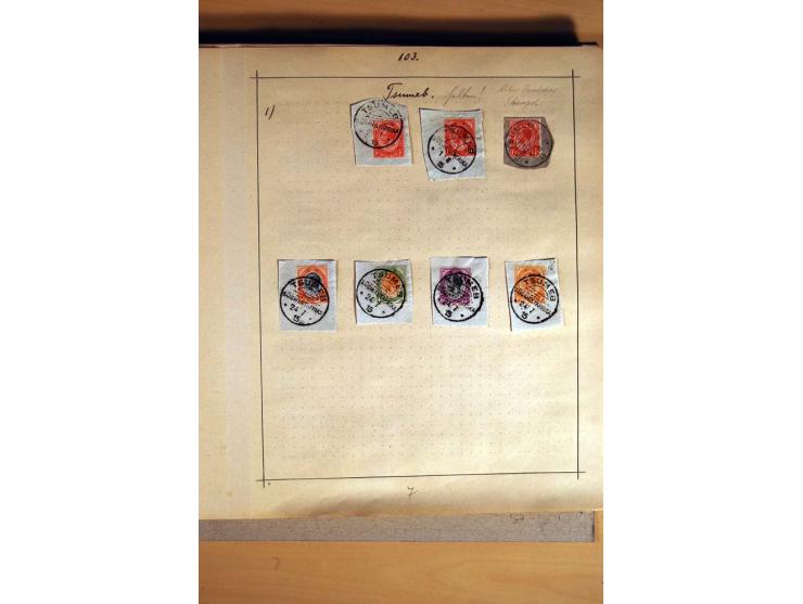 1915/20, Stempelsammlung der Mandatszeit mit einigen hundert Briefstücken und auch losen Marken, dabei viele bessere Stempel 