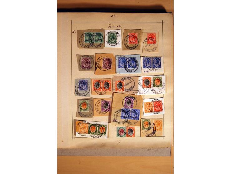 1915/20, Stempelsammlung der Mandatszeit mit einigen hundert Briefstücken und auch losen Marken, dabei viele bessere Stempel 