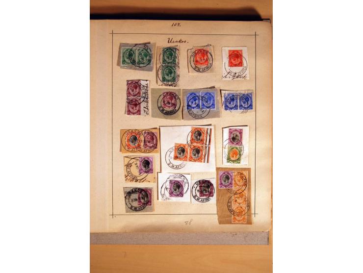 1915/20, Stempelsammlung der Mandatszeit mit einigen hundert Briefstücken und auch losen Marken, dabei viele bessere Stempel 