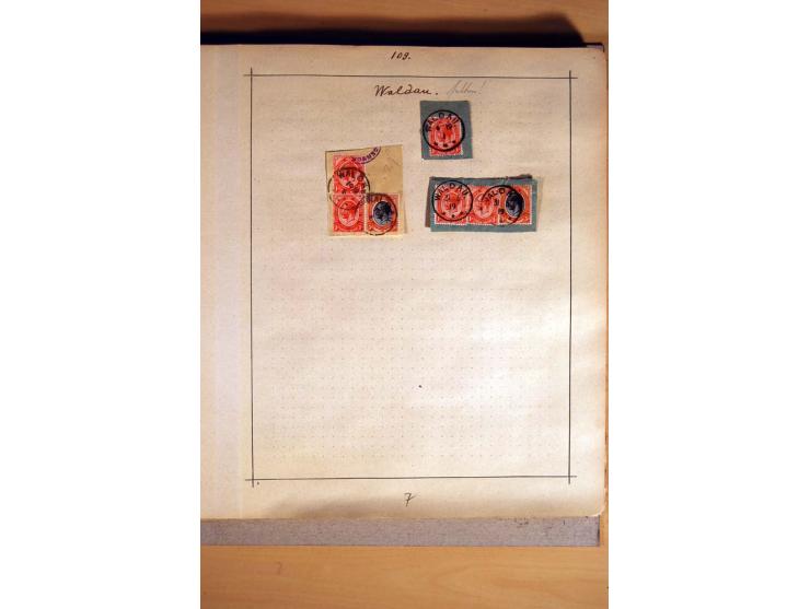 1915/20, Stempelsammlung der Mandatszeit mit einigen hundert Briefstücken und auch losen Marken, dabei viele bessere Stempel 