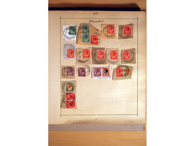 1915/20, Stempelsammlung der Mandatszeit mit einigen hundert Briefstücken und auch losen Marken, dabei viele bessere Stempel 