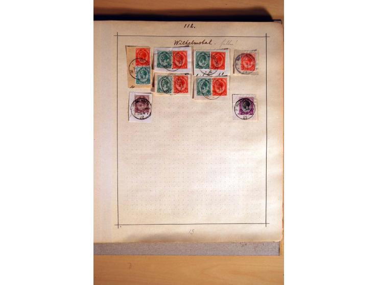 1915/20, Stempelsammlung der Mandatszeit mit einigen hundert Briefstücken und auch losen Marken, dabei viele bessere Stempel 