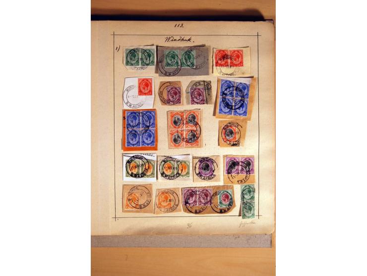 1915/20, Stempelsammlung der Mandatszeit mit einigen hundert Briefstücken und auch losen Marken, dabei viele bessere Stempel 