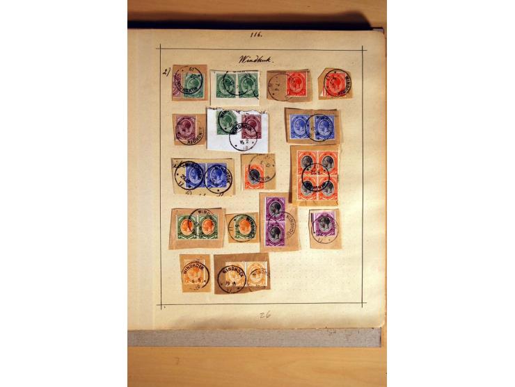 1915/20, Stempelsammlung der Mandatszeit mit einigen hundert Briefstücken und auch losen Marken, dabei viele bessere Stempel 