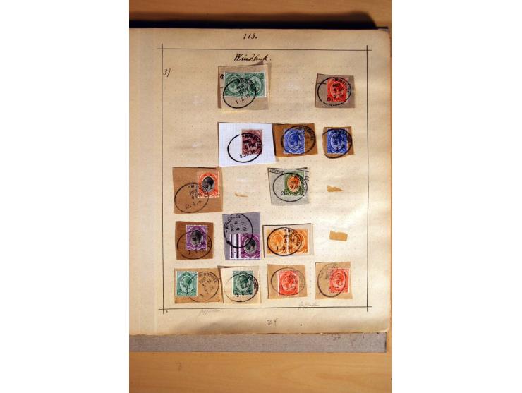 1915/20, Stempelsammlung der Mandatszeit mit einigen hundert Briefstücken und auch losen Marken, dabei viele bessere Stempel 
