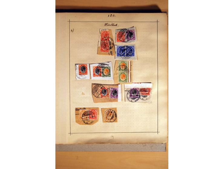1915/20, Stempelsammlung der Mandatszeit mit einigen hundert Briefstücken und auch losen Marken, dabei viele bessere Stempel 