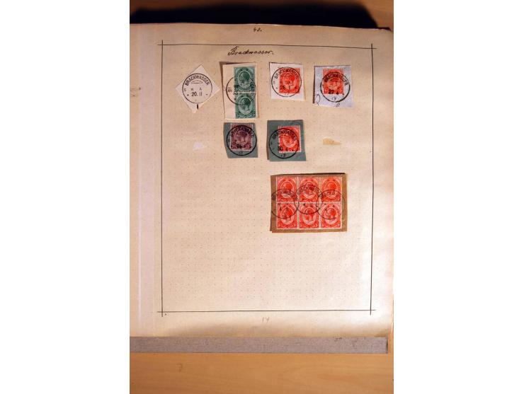 1915/20, Stempelsammlung der Mandatszeit mit einigen hundert Briefstücken und auch losen Marken, dabei viele bessere Stempel 