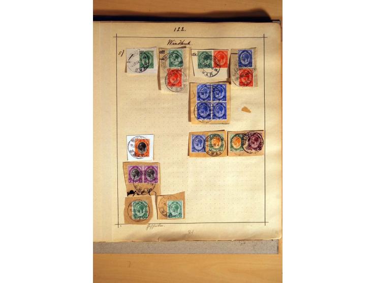 1915/20, Stempelsammlung der Mandatszeit mit einigen hundert Briefstücken und auch losen Marken, dabei viele bessere Stempel 
