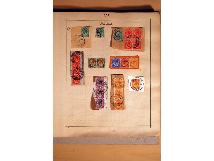 1915/20, Stempelsammlung der Mandatszeit mit einigen hundert Briefstücken und auch losen Marken, dabei viele bessere Stempel 