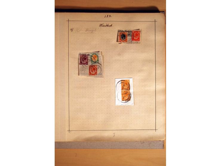 1915/20, Stempelsammlung der Mandatszeit mit einigen hundert Briefstücken und auch losen Marken, dabei viele bessere Stempel 