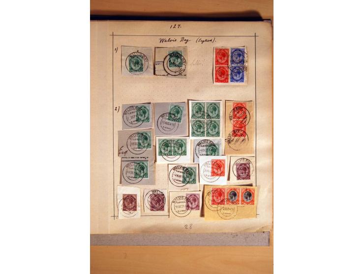 1915/20, Stempelsammlung der Mandatszeit mit einigen hundert Briefstücken und auch losen Marken, dabei viele bessere Stempel 