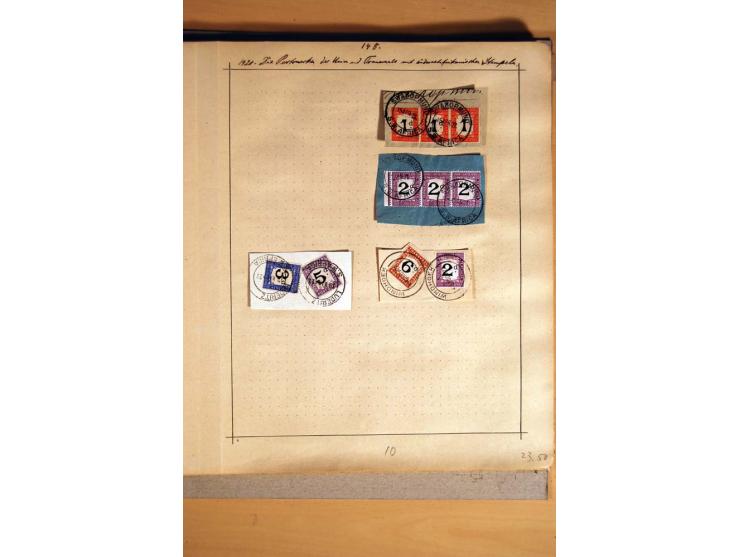 1915/20, Stempelsammlung der Mandatszeit mit einigen hundert Briefstücken und auch losen Marken, dabei viele bessere Stempel 