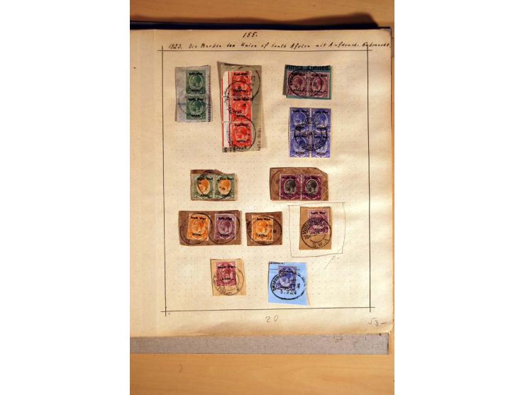 1915/20, Stempelsammlung der Mandatszeit mit einigen hundert Briefstücken und auch losen Marken, dabei viele bessere Stempel 