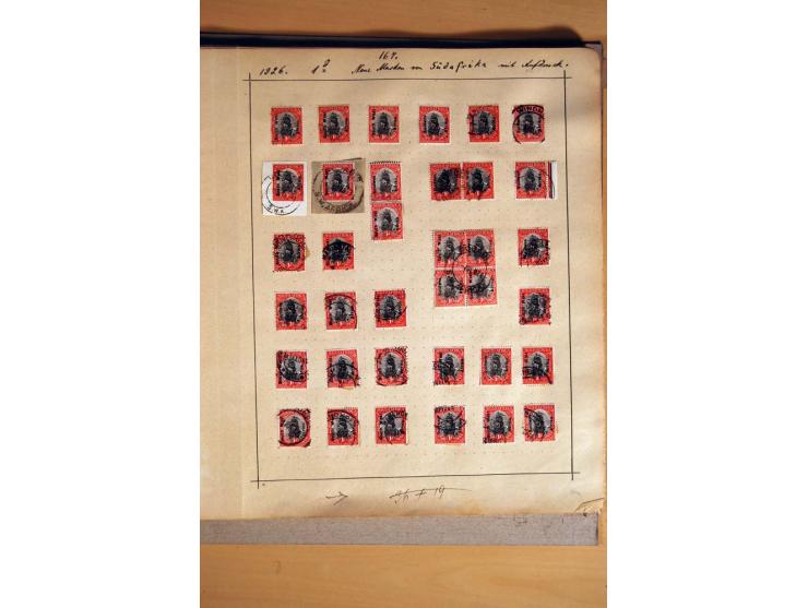 1915/20, Stempelsammlung der Mandatszeit mit einigen hundert Briefstücken und auch losen Marken, dabei viele bessere Stempel 