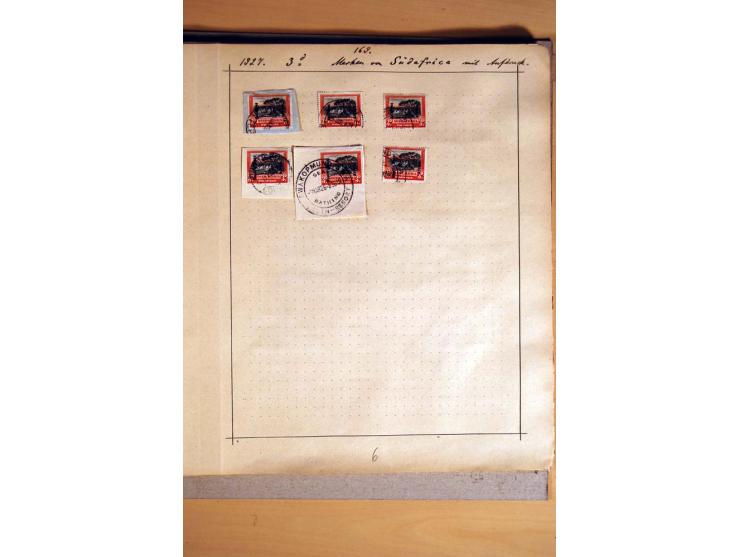 1915/20, Stempelsammlung der Mandatszeit mit einigen hundert Briefstücken und auch losen Marken, dabei viele bessere Stempel 
