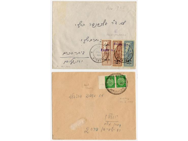 INTERIMSPOST: JERUSALEM: 1948, 7 Briefe, meist Bedarf, dazu 2 Briefe mit 1. Ausgabe Israel u.a.