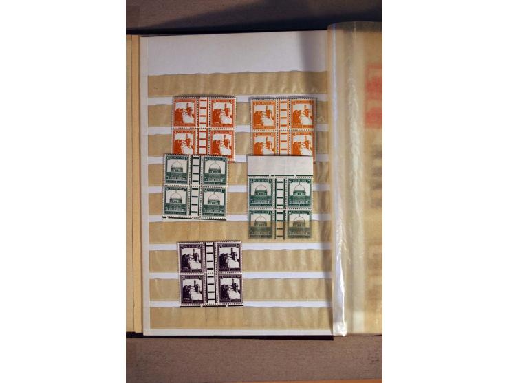 1927/45, postfrisches Lot Paare und 4er-Blocks mit Zwischensteg sowie Ober- und Unterrandstücke mit Platten-Nr., dabei wenige