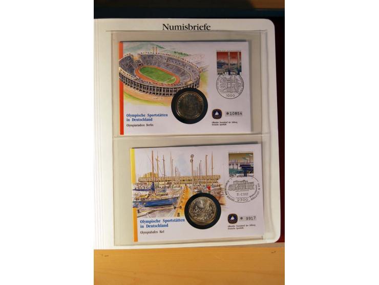1966/2009, umfangreicher Sammlungsposten mit Schwerpunkt bei den Bund-Sondermünzen 5 DM und 10 DM inkl. Numisbriefen, dazu no