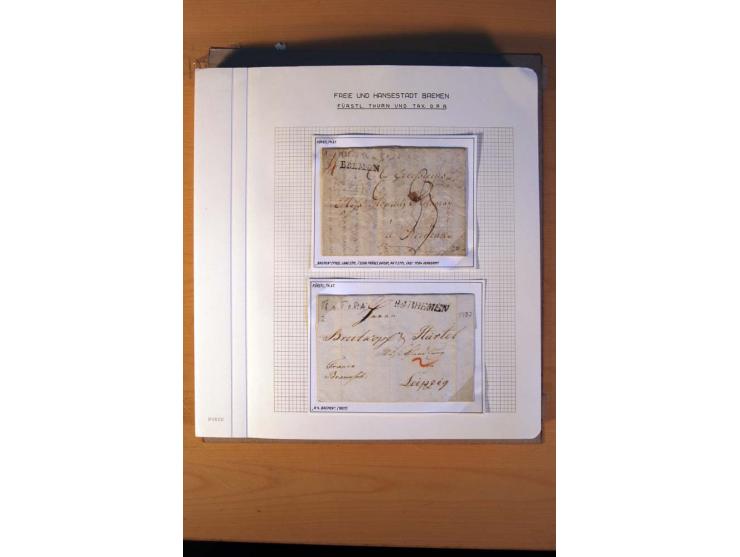 1785/1867, schöne alte Sammlung, beginnend mit diversen Vorphila- und unfrankierten Briefen, dabei bar bezahlter Brief nach M