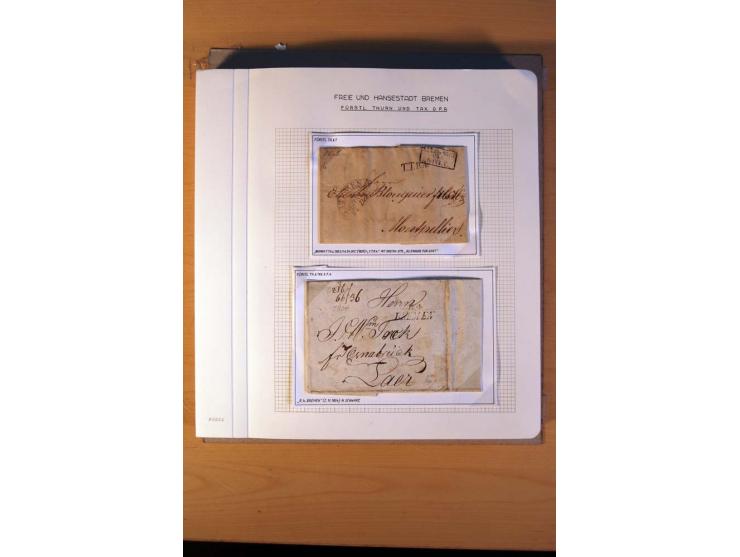 1785/1867, schöne alte Sammlung, beginnend mit diversen Vorphila- und unfrankierten Briefen, dabei bar bezahlter Brief nach M