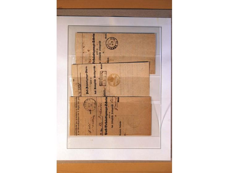 1819/67, ursprüngliche und im wesentlichen Brief- und Stempelsammlung ab Vorphila mit u.a. rotem L2 "No. 16 / Grande Armee", 