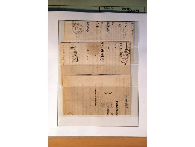 1819/67, ursprüngliche und im wesentlichen Brief- und Stempelsammlung ab Vorphila mit u.a. rotem L2 "No. 16 / Grande Armee", 