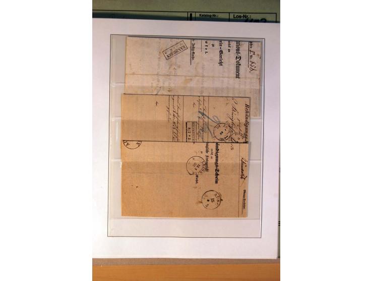 1819/67, ursprüngliche und im wesentlichen Brief- und Stempelsammlung ab Vorphila mit u.a. rotem L2 "No. 16 / Grande Armee", 