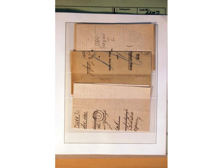 1819/67, ursprüngliche und im wesentlichen Brief- und Stempelsammlung ab Vorphila mit u.a. rotem L2 "No. 16 / Grande Armee", 
