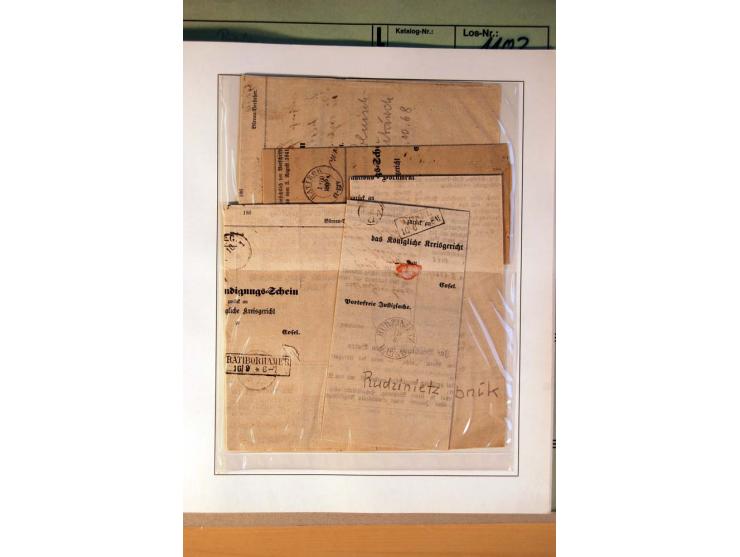 1819/67, ursprüngliche und im wesentlichen Brief- und Stempelsammlung ab Vorphila mit u.a. rotem L2 "No. 16 / Grande Armee", 