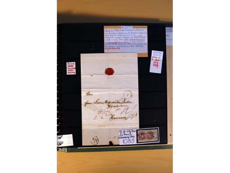 1819/67, ursprüngliche und im wesentlichen Brief- und Stempelsammlung ab Vorphila mit u.a. rotem L2 "No. 16 / Grande Armee", 