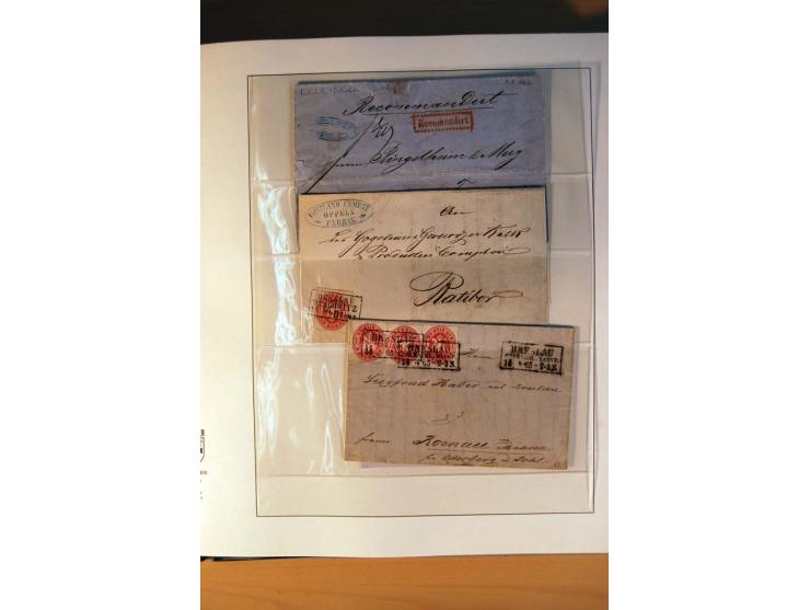 1819/67, ursprüngliche und im wesentlichen Brief- und Stempelsammlung ab Vorphila mit u.a. rotem L2 "No. 16 / Grande Armee", 