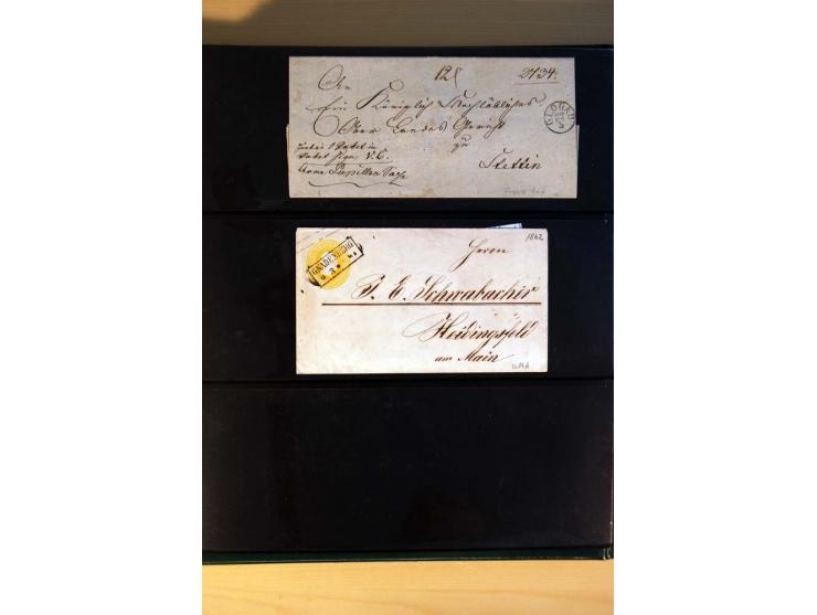 1819/67, ursprüngliche und im wesentlichen Brief- und Stempelsammlung ab Vorphila mit u.a. rotem L2 "No. 16 / Grande Armee", 