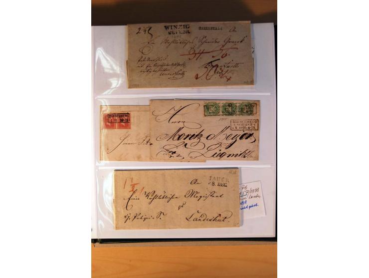 1819/67, ursprüngliche und im wesentlichen Brief- und Stempelsammlung ab Vorphila mit u.a. rotem L2 "No. 16 / Grande Armee", 