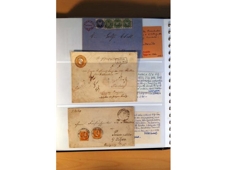 1819/67, ursprüngliche und im wesentlichen Brief- und Stempelsammlung ab Vorphila mit u.a. rotem L2 "No. 16 / Grande Armee", 