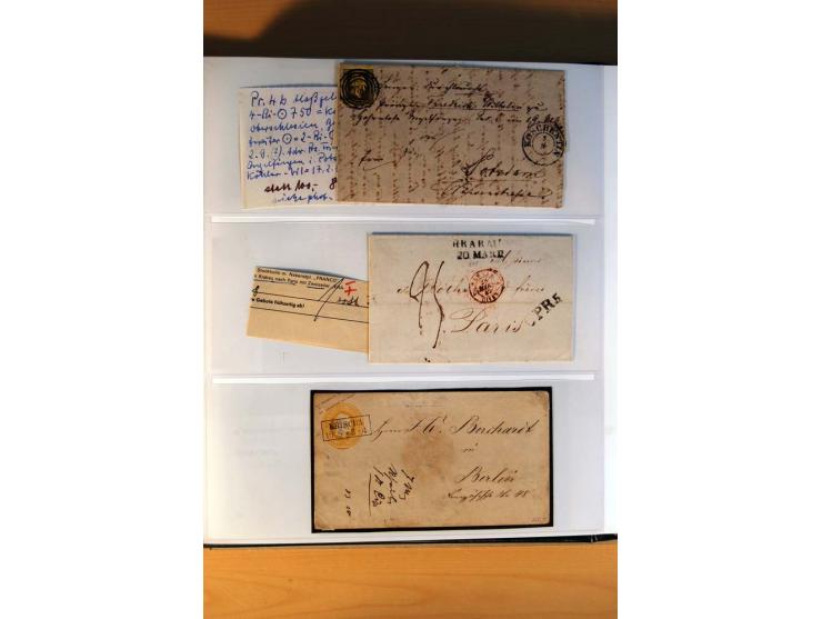 1819/67, ursprüngliche und im wesentlichen Brief- und Stempelsammlung ab Vorphila mit u.a. rotem L2 "No. 16 / Grande Armee", 