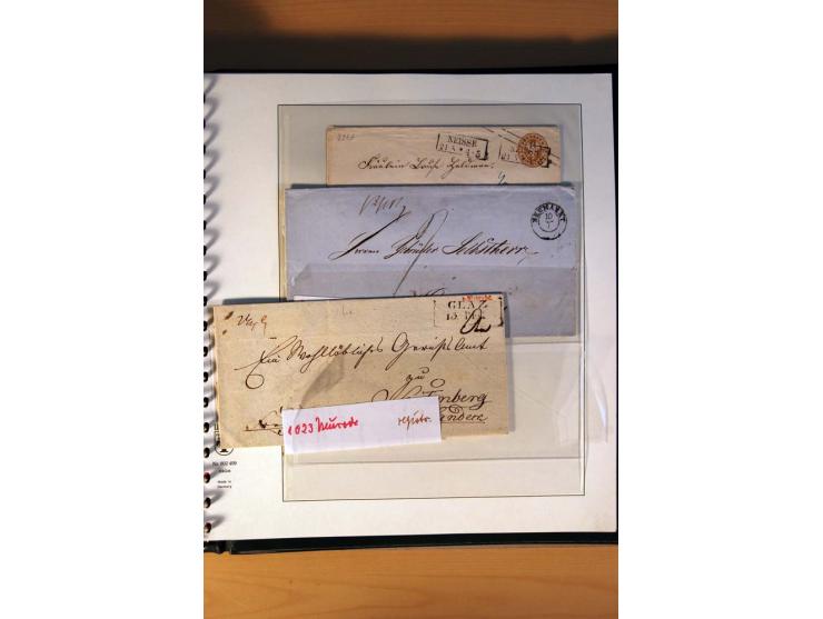 1819/67, ursprüngliche und im wesentlichen Brief- und Stempelsammlung ab Vorphila mit u.a. rotem L2 "No. 16 / Grande Armee", 
